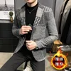 Designs Men's Suit Jacket Winter Ny Slim Fashion Plaid Casual Business Casual British Style Dress Weop Blazers Coat
