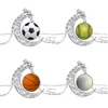 Moon Gem Necklaces Creative Basketball Baseball Football Sports Pendant Necklace Fashion Accessories