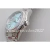 Relógio feminino de moda de luxo 28 mm mostrador azul gelo bisel diamante Ref.279136 ouro branco de alta qualidade pulseira de aço inoxidável automático relógio de pulso feminino presente