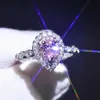 Moissanite oval halkalar küme kare su damlası zirkonia elmas yüzük kadınlar nişan düğün hediyesi moda güzel mücevher