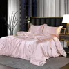 Ensembles de literie Mulberry Ice Sil K Set Satin Satins haut de gamme Luxe 4PCS Summer Solid Color Housse de couette Lit