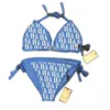 Letters Knit Women Underwear Sexy Halter Bras Set Women Summer Holiday Beach Bra Briefs260m