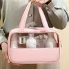 Duffel Bags Portable Travel Storage For Women Pu Waterproof Cosmetic Bag Toiletries Organizer Makeup Pouch Transparent Wash Handbags