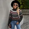 Women's Sweaters Sweater Women's Vintage Striped Patchwork Color Turtleneck Knit Autumn Clothes Boho Style Fashion Pullover