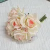 Decorative Flowers Luxury Real Touch Rose Bride Bouquet Wedding Party Decoration Ornaments Fake Floral Christmas Room Decor Flores