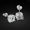 Stud Earrings Women's Original 925 Silver Charm Jewelry Luxury Cubic Zircon Inlaid Cocktail Party Accessories 6-8MM