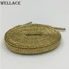 Wellace Fashion 120cm Metallic Glitter Shoelaces Flat Shoe Laces String for Sneaker Sport boots Running Shoelace2577