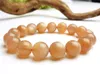 Strand Natural Orange Sunstone Moonstone растягивает браслет круглые шарики, женщины 10 мм 11 мм 13 мм 14 мм