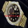 최고 품질의 고급 시계 손목 시계 18K 옐로우 골드 시계 블랙 다이아몬드 베젤 18038 시계 36mm 자동 남성 남자 감시 W291C