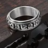 Acredite em aço inoxidável de seis caracteres de mantra ring rings anel rotativo para homens mulheres moda jóias finas