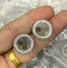 Nuove donne progettate Borchie in argento Orecchino V Lettera diamanti pieni Ottone 18 carati Placcatura in oro pendenti da donna Orecchini cerchi Gioielli di design ET06