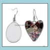 Dangle Lustre Sublimation Blanc Pendentif Boucles D'oreilles Créatif En Forme De Coeur Goutte D'eau En Métal Transfert De Chaleur Boucle D'oreille Diy Bijoux Acce Otyvi