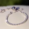 Bracelet de tennis coulissant scintillant en argent sterling 925, convient aux bracelets Pandora européens, breloques et perles 225z