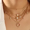 Chaînes européennes multicouches empilées amour coeur pendentif collier femmes vintage imitation baroque chaîne de perles pour NZ-03