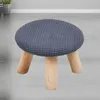 Stol täcker fast färg Elastisk fotstöd Ottoman Cover Stretch Round Living Room Protector Slipcover Polyester Pall