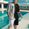남자 tracksuits 3d 인쇄 남자 티셔츠 정장 여름 패션 캐주얼 반바지 흑백 동물 패턴 스트리트웨어 투피스