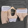 Brands Womens Bra Tanks Briefs 3pcs Set Yoga Clothes High Waist Shorts Elastic Webbing Sports Vest For Female2992