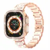 Bling Diamond Standless Band Strap Bumper Case para Apple Watch Series 8 7 6 5 4 SE Iwatch 40mm 41mm 44mm 45mm