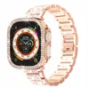 Custodia paraurti con cinturino in acciaio inossidabile con diamanti Bling per Apple Watch Series 8 7 6 5 4 SE iWatch 40mm 41mm 44mm 45mm