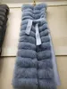 Women's Wool Women Winter Coat Luxury Natural Fur Long Vest For High Quality Cashmere Patchwork Real Gilet Waistcoat With Belt