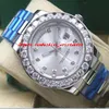 Lüks Saatler Erkekler 18kt Beyaz Altın Büyük Elmas Otomatik Hareket Moda Markası Mens Wristwatch173W