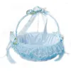 Bolsas de joias delicadas cestas de cetim de cetim rosa/azul artesanato para meninas de flores pó adereços