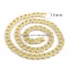 Catene Iced Out Bling Strass Sier Finitura dorata Miami Cuban Link Chain Collana 15Mm Mens Gioielli Hip Hop 16 18 20 Drop Delivery Dhv5E