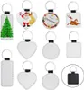 Sublimation Blanks Keychain Party Favor PU Porte-clés en cuir pour Noël Transfert de chaleur Porte-clés DIY Artisanat Fournitures DHL Gros