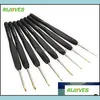 Craft Tools 8Pc/Set Black Hand Crochet Hook Knitting Needle Set Handle Needlework For Sweater Gloves Drop Delivery Home Garden Arts C Otbqu