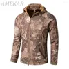 Herrjackor Ryska militärer Herr Camouflage Huvjacka för män Sharkskin Softshell Army Tactical Coat Multicamo Woodland