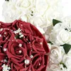 장식용 꽃 부켓 페르 니카한 펭귄 펭귄 인공 리본 장미 꽃다발 aksesori 가짜 진주 거품 꽃 결혼식