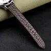 Titta p￥ band Handgjorda krokodill￤der Watchband Round Pattern Ultratunn Quick Release Armband 18 19 20 21 22mm Black Brown Soft Men Strap