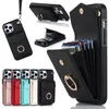 Luxe PU lederen orgel portemonnee hoesjes Creditcardsleuven Ringstandaardhouder Multifunctioneel pakket Beschermende schokbestendige hoes voor iPhone 14 13 12 11 Pro Max XR XS 8 7 6 Plus