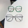 Sunglasses Frames Oversized Alloy Square Clear Glasses For Women Vintage Green Orange Big Eyeglasses Female Transparent Elegant Shades