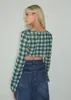 Summer Women Shirts Plaid Tie Up Open Front Long Sleeve Sexy Blouses Crop Top T-Shirt