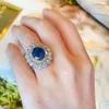 2022 Royal Diana Sapphire Diamond Finger Ring 925 Sterling Silver Party Wedding Band Rings for Women lovar engagemangsmycken