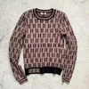 Sweater Designer Sweater de pescoço feminino Fashion listrado outono e inverno Mulheres de manga longa de pontas de malha de tricô Jacquard Cardigan inteiro Jacquard