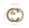 20style Brand Designer G Letter Brooches Women Luxury Rhinestone Crystal Pearl Brooch Suit Laple Pin Metal Fashion Jewelry Accesso214L