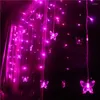 Strings Holiday LED Decoration 220V 3,5m 120LEDS 20pcs Butterfly Cortina Fairy Garlands para festa de casamento de Natal