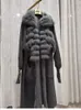 Kadın Aşağı 2022 Yüksek Moda Kadın Gerçek Kürk Palto Kabanlar Şık Doğal Panço Yün Ceket JD31