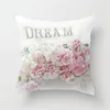 Pillow 45x45cm Pink Rose Flower Pillowcase Nordic Style Wedding Bed Lumbar Seat/Back Cover Polyester Case Home Decor