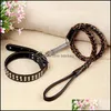 Dog Collars Leashes Big Collar Leash Harness Accessories Cowe Leather Pope Shock Resistant Spring Traction Belt For Dogs Drop Deli Ot0N9