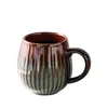 Coffee Tea Sets Glaze Kiln Creative Vertical Pattern Water Cup With Handle Large Capacity Ceramic