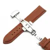 Bracelets de montres de qualité supérieure en cuir véritable à armure toile 20mm 22mm Double presse papillon boucle sangle accessoires pour hommes femmes