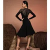 Stage Wear Sexy Black Female Adult Autumn Winter High-end Ballroom Performance Clothing Professional Latin Dance Dress L9784