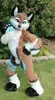 Halloween Long Fur Husky Dog Fox Fursuit Mascot kostym vuxen tecknad karakt￤rannonsering offentlig halloween utomhusdekorationer
