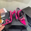 De nieuwste mode Vrouwen Gesp Sandalen 10CM Luxe hoge Hakken Lakleer Enkelbandje jurk rode Trouwschoenen designer zomer Diner party schoenen 35-43 met doos