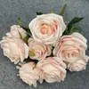 9 teste di fiori di rose artificiali panno di seta bouquet di rose finte San Valentino festa della mamma regali di compleanno festa di nozze casa ufficio ristorante decorazione