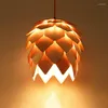 Pendant Lamps Nordic Wood Chandelier Personality Restaurant Light Single Bar Study Pine Cone Chip LB121215