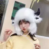 Berets Winter Cute Elk Ear Hat Women Beanies Caps Warm Casual Hats Solid Girl Kawaii Hairy Present